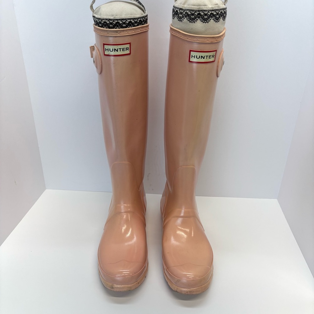 Hunter Tall Rain Boots Pink Sand Glossy Wome Size 9 US - Picture 3 of 10